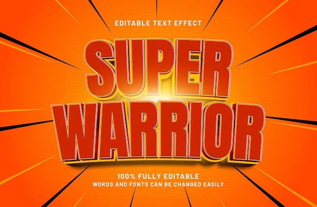 super guerrero efecto de texto editable en el estilo de texto de héroe y poder