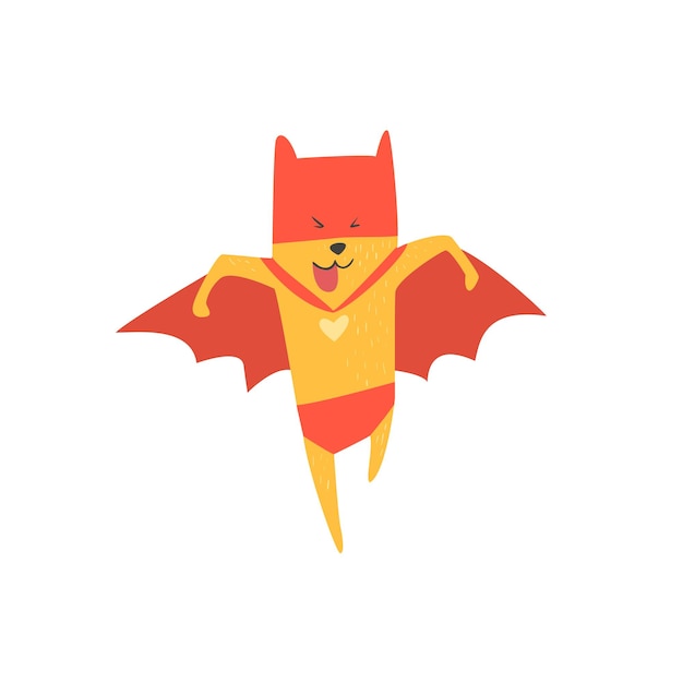 Super Hero Cat corriendo diseño geométrico plano Cool Vector icono sobre fondo blanco