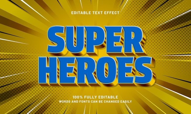 super héroes efectos de texto editables con un tema de héroe y poder