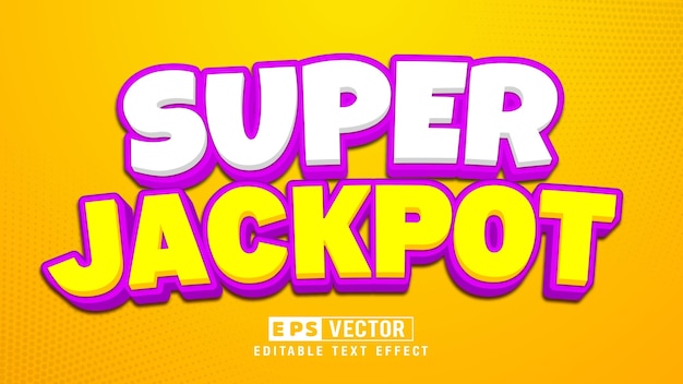 Super Jackpot 3d Vector de efecto de texto editable con fondo