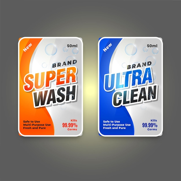 Vector super lavado y ultra limpio detergente labe