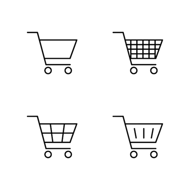 Super market and shopping mall Vector thin line icons