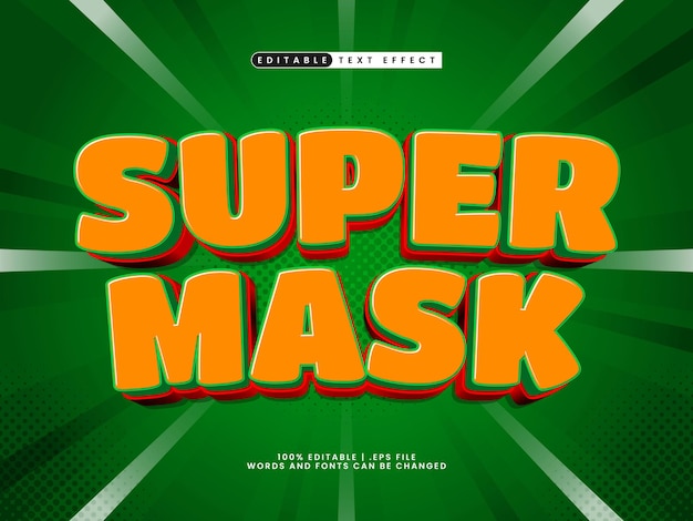 super máscara efecto de texto editable con estilo de cómic y dibujos animados