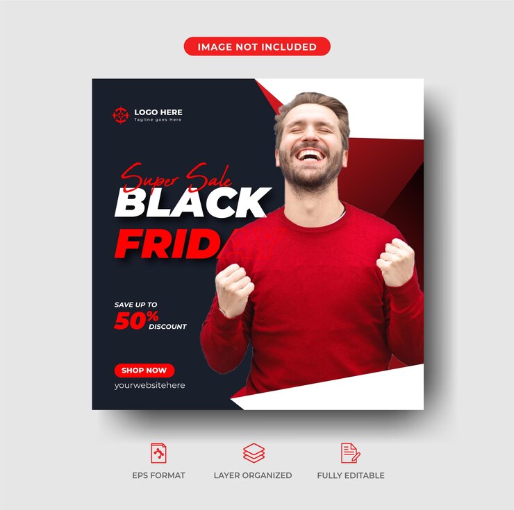 Super oferta de viernes negro creativo venta de moda publicación en redes sociales de instagram Vector Premium