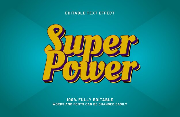 Super poder efecto de texto editable en el estilo de texto de superhéroes y niños