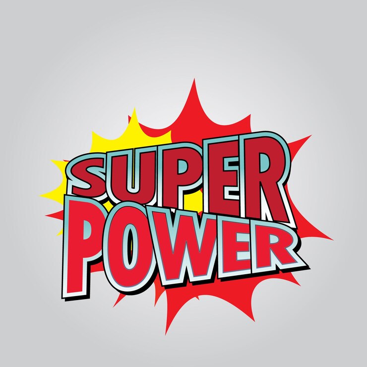 Vector super power sticker, símbolo de texto 3d, vector sticekr.
