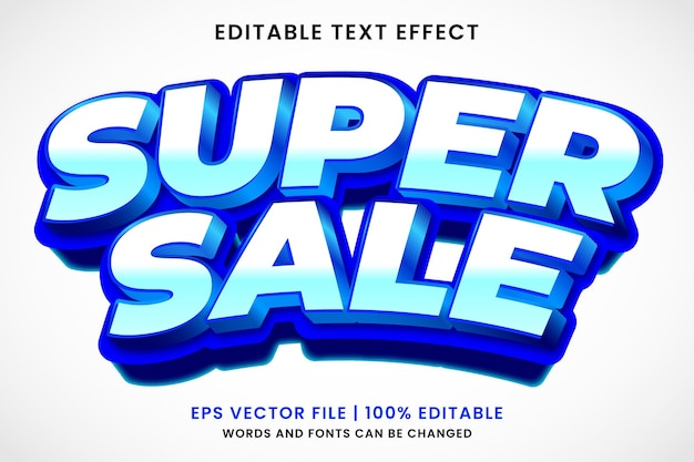 Super promoción de venta efecto de texto editable 3d