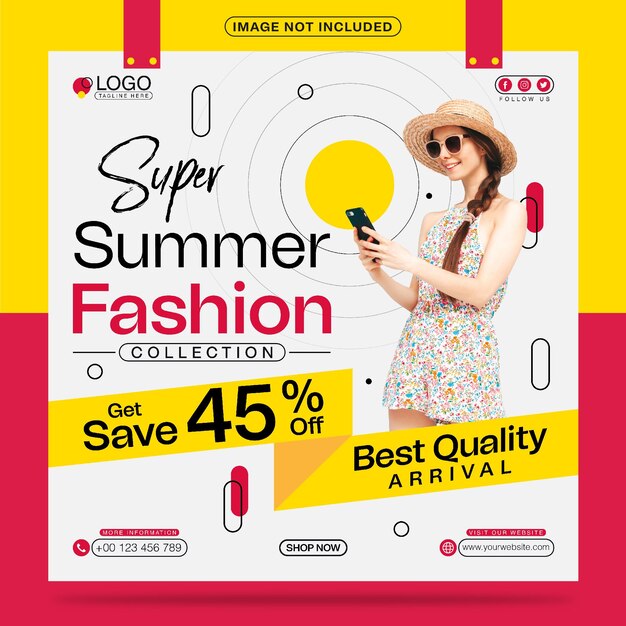 Super Summer Fashion Collection diseño de plantilla de publicación en redes sociales