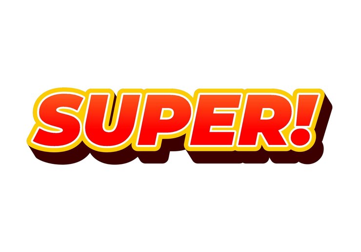 Vector super text effect in colorful style with 3d look red yellow