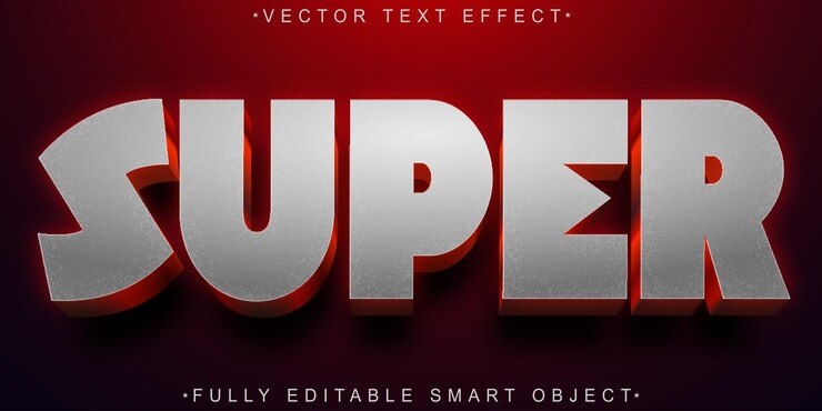 Vector super vector de dibujos animados efecto de texto de objeto inteligente totalmente editable
