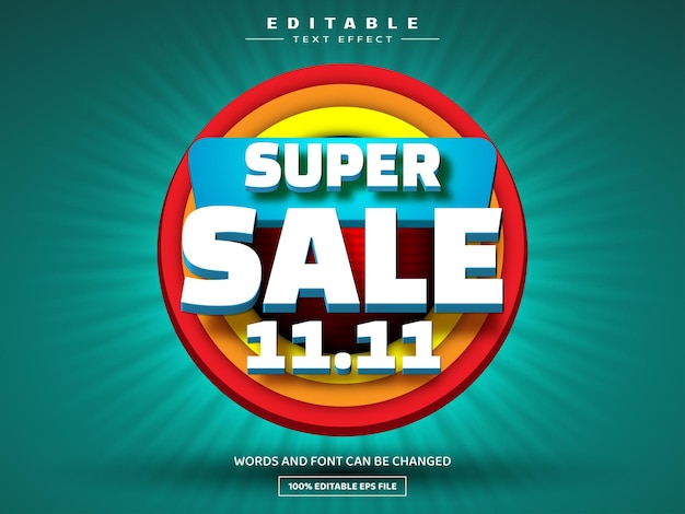 Super venta 11 11 plantilla de efecto de texto editable 3D