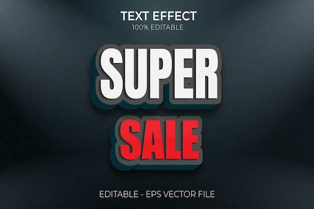 Super venta editable efecto de texto editable título en negrita efecto de texto de estilo 3d vector premium