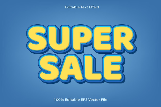 Súper Venta Efecto De Texto Editable Relieve 3d Estilo Degradado De Dibujos Animados