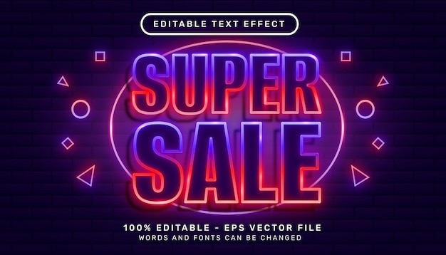 Super venta nocturna efecto de texto 3d color neón y efecto de texto editable