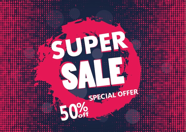 Super venta y oferta especial 50 de descuento Vector illustrationTheme color