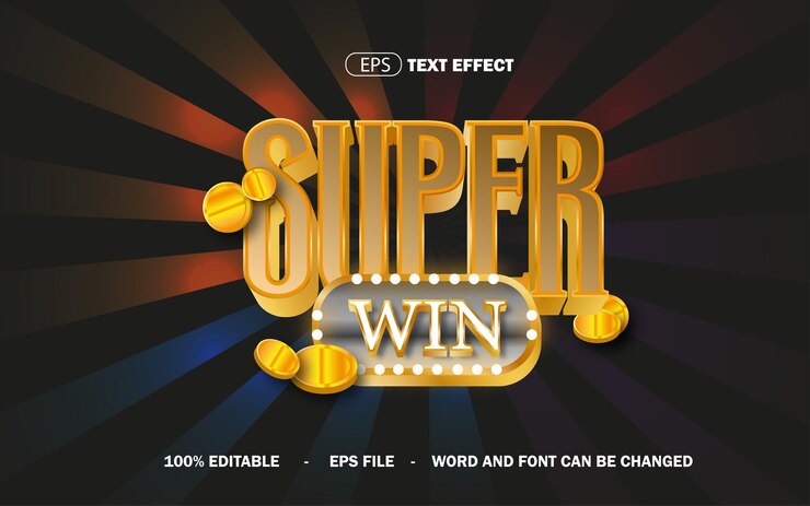 Vector super win gold text effect el archivo eps es editable y se puede editar.