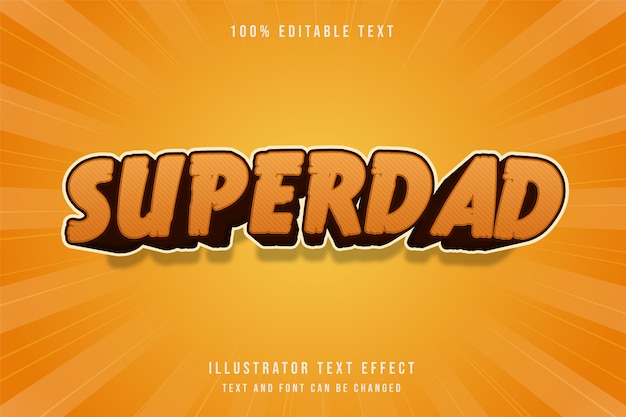 Superdad, efecto de texto editable 3d gradación amarilla estilo de texto cómico naranja