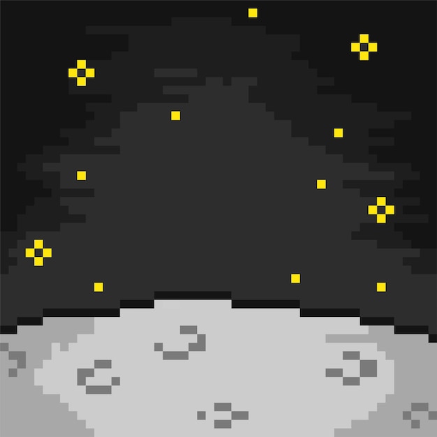 superficie de la luna con estilo pixel art