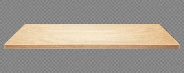 Superficie de madera del escritorio aislada sobre fondo transparente tapa de cocina hecha de tablero de madera mesa de madera clara ilustración vectorial realista