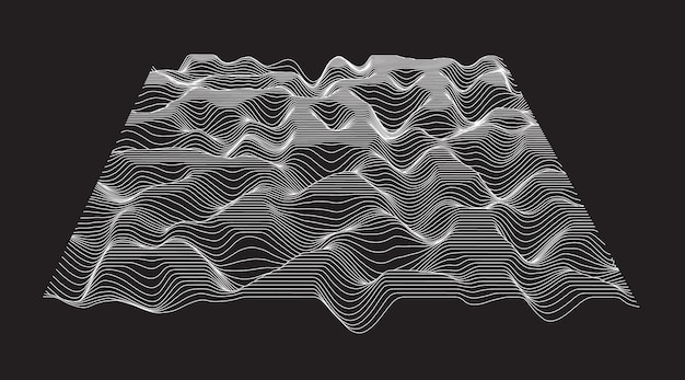 Vector superficie de vector abstracto. paisaje de líneas. superficie formada por perfiles.