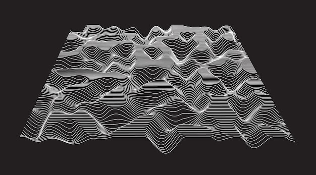 Superficie de vector abstracto. Paisaje de líneas. Superficie formada por perfiles.