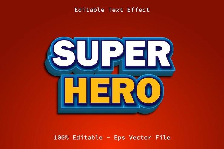 Vector superhéroe con efecto de texto de estilo moderno
