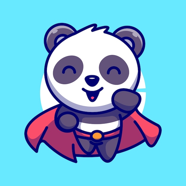 Vector superhéroe lindo panda bandera ilustración vectorial icono de dibujos animados