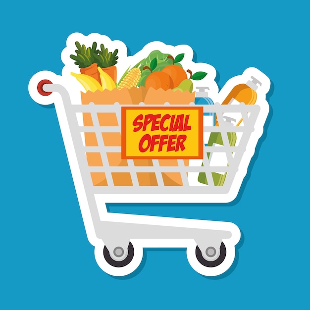 Supermercado carrito de compras de dibujos animados