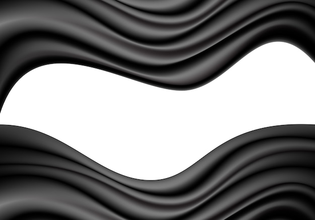 Vector superposición de curva de onda de tela negro sobre fondo blanco.