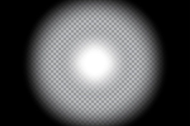 Superposición de efecto de luz Círculo de brillo transparente Icono de foco central Forma de iluminación vectorial