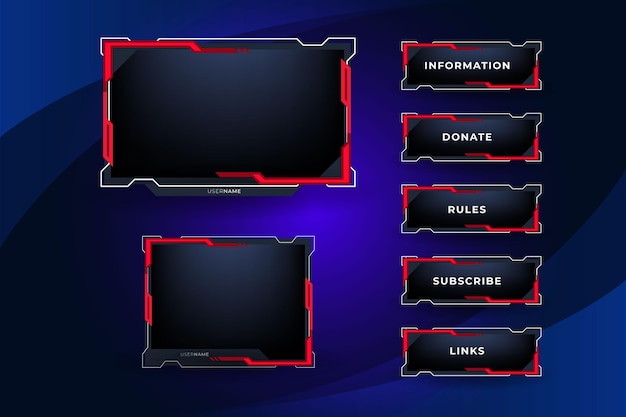 Superposición de estilo futurista de panel de juego de transmisión en vivo de vector
