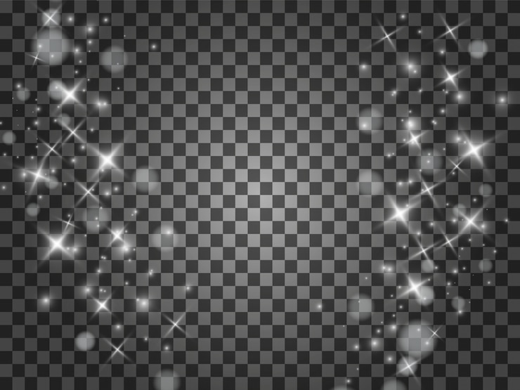 Vector superposición lateral. efecto de luz brillante con muchas partículas de brillo aisladas