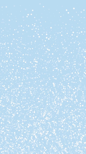Superposición de nevadas fondo navideño Sutiles copos de nieve voladores y estrellas sobre fondo de invierno azul claro Superposición festiva de nevadas Ilustración vectorial vertical