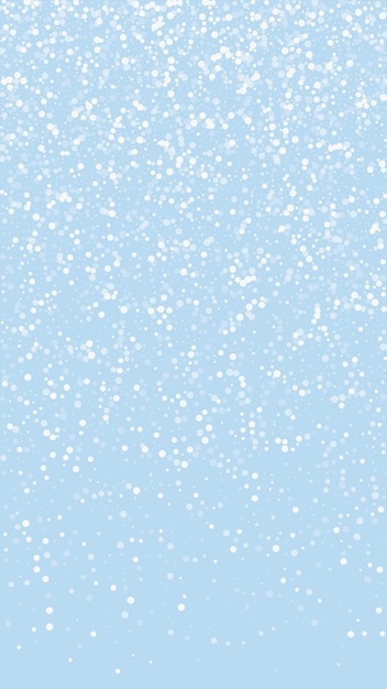 Superposición de nevadas fondo navideño Sutiles copos de nieve voladores y estrellas sobre fondo de invierno azul claro Superposición festiva de nevadas Ilustración vectorial vertical