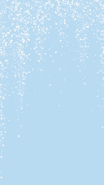 Superposición de nevadas fondo navideño Sutiles copos de nieve voladores y estrellas sobre fondo de invierno azul claro Superposición festiva de nevadas Ilustración vectorial vertical