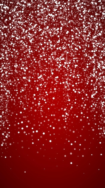 Superposición de nevadas fondo navideño Sutiles copos de nieve voladores y estrellas sobre fondo rojo navideño Superposición festiva de nevadas Ilustración vectorial vertical