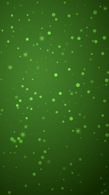 Superposición de nevadas fondo navideño Sutiles copos de nieve voladores y estrellas sobre fondo verde navideño Superposición festiva de nevadas Ilustración vectorial vertical