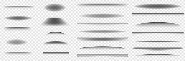 Superposición de sombras realistas Efectos de sombras transparentes Diferentes formas grises suaves realistas Ilustración vectorial