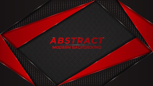 Superposición de tecnología futurista moderna abstracta rojo metálico y negro