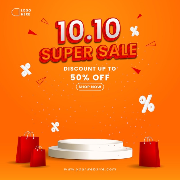 Superventa 1010 con texto en 3D y podio para promoción empresarial