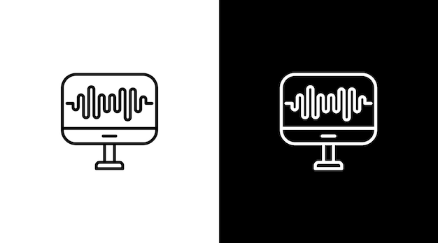 Supervise el logotipo y la tecnología de voz de ondas de sonido de audio diseño de iconos de contorno