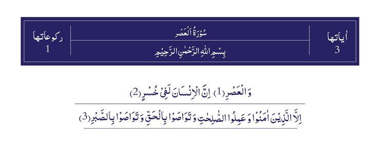 Vector sura asar del corán majeed