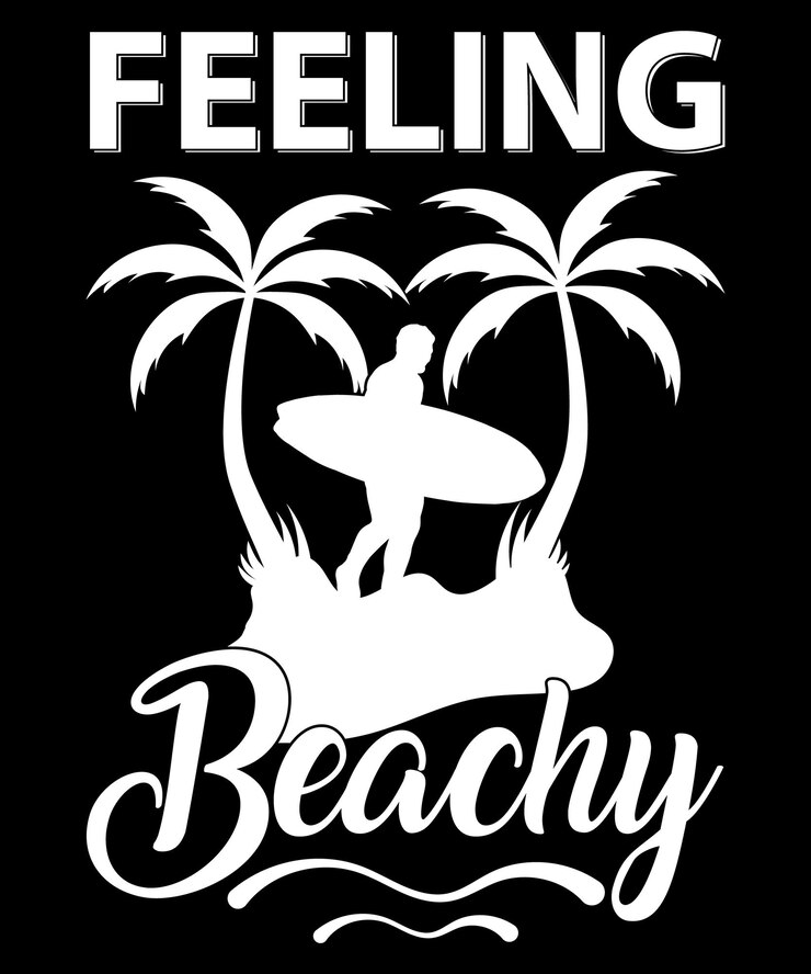 Vector surf man stand under the palm tree vector plantilla de diseño de camiseta