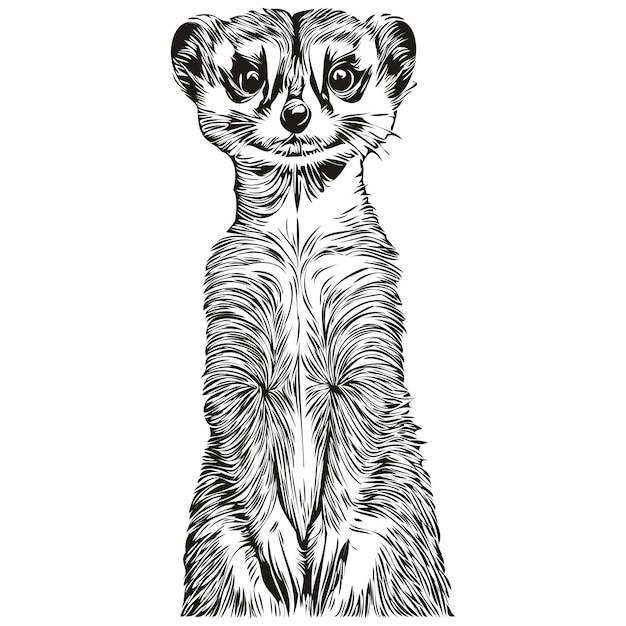 Suricata logo ilustración en blanco y negro dibujo a mano Suricatas