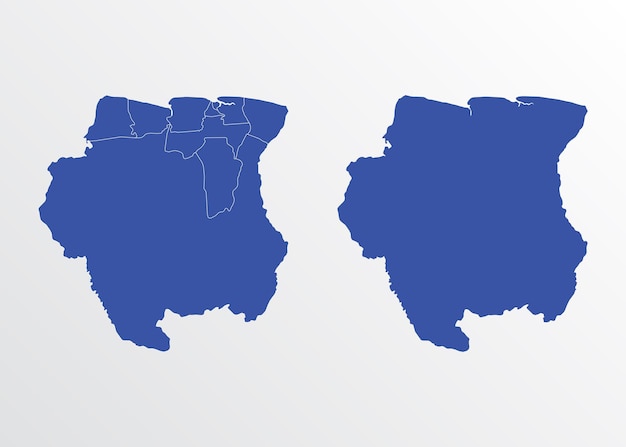 Surinam mapa vector ilustración color azul sobre fondo blanco