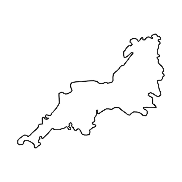 Suroeste de Inglaterra Reino Unido mapa de la región ilustración vectorial