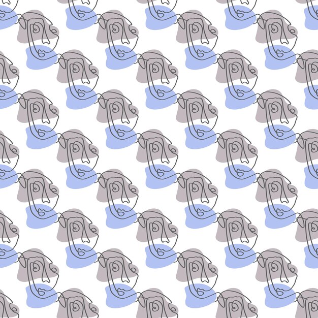 Surreal Faces One Line Seamless Pattern Diseño de arte minimalista abstracto para papel tapiz de portada impresa