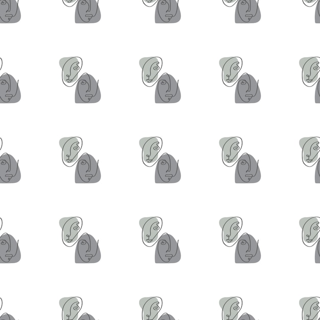 Surreal Faces One Line Seamless Pattern Diseño de arte minimalista abstracto para papel tapiz de portada impresa