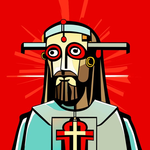 Vector el surrealista jesus robot vector ilustración de dibujos animados