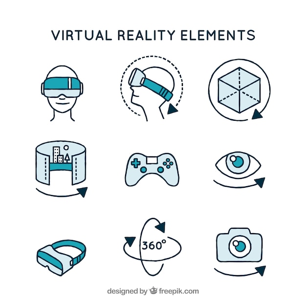 Surtido de elementos de realidad virtual